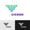 Cicada insect creative color logo. Cornered lines style symbol with text.