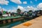 CIENFUEGOS, CUBA: Port with small barges and boats in the Cuban city.