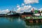 CIENFUEGOS, CUBA: Port with small barges and boats in the Cuban city.