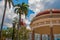 CIENFUEGOS, CUBA: View of Parque Jose Marti square in Cienfuegos. The municipality and the rotunda with a red dome.