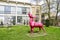 CIESZYN, POLAND - APRIL 16, 2016: Pink deer in front of museum building at the castle hill