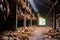 cigar leaves drying in traditional tobacco barn