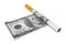 Cigarette Covered with Dollar Notes. 3d Rendering