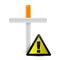 Cigarette cross and yellow sign. illustration