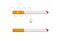 Cigarette flat vector isolated and e cigaret vape abstract icon closeup cartoon illustration, eclectic ecig and paper cig on white