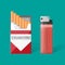 Cigarette pack with cigarettes and lighter