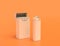 Cigarette pack and lighter white plastic bad habit products  in yellow orange background, flat colors, single color, 3d rendering