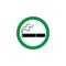 Cigarette sign, symbol and icon in a green circle.