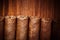 Cigars on wooden background