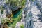 Cikola canyon in Croatia, up close, as seen from the via ferrata route above Cikola river. Tourism and adventure in Croatia.