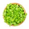 Cilantro microgreens, in a wooden bowl, shoots of Coriandrum sativum