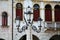 Cima Square, detail, romantic sculpture, detail and trees, in Conegliano Veneto, Treviso, Italy