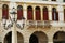 Cima Square, details, sculpture, detail and trees, in Conegliano Veneto, Treviso, Italy