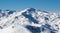 Cime Caron val thorens gondola cabin view sunset snowy mountain landscape France alpes