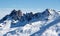 Cime Caron val thorens gondola cabin view sunset snowy mountain landscape France alpes