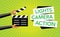 Cimena concept background with clapboard vector