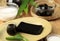 Cincau Hitam or Black Grass Jelly Pudding into Pieces, Healthy Food
