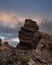 Cinchado rocky landscape during the evening, El Teide