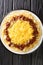 Cincinnati chili or Cincinnati style chili is a Mediterranean spiced meat sauce used as a topping for spaghetti closeup in the