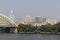 Cincinnati Downtown Skyline including the Great American tower and Daniel Carter Beard Bridge along the Riverfront