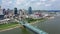 Cincinnati skyline aerial view with Ohio river