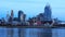 Cincinnati skyline timelapse from night to day with Ohio River 4K