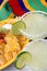 Cinco de Mayo Concept: Margaritas and Mexican food on a colorful