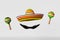 Cinco de Mayo festival celebration Maracas mariachi music sombrero hat mustache 3D rendering Viva Mexico greeting banner