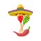 Cinco de Mayo. Fun holiday. Sombrero, maracas and red peppers. illustration