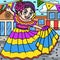 Cinco de Mayo Girl Dancing Colored Cartoon
