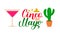Cinco De Mayo lettering with Sombrero, margarita, cactus and maracas. Mexican fiesta typography poster. Vector template for party