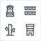 cinco de mayo line icons. linear set. quality vector line set such as huehuetl, cactus, garlands