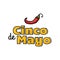 Cinco De Mayo logo. Hand drawn lettering and chili pepper. Vector illustration for advertising