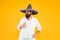 Cinco de mayo mexican celebration. bearded man in sombrero and poncho. mexican party concept. travel to mexico