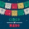 Cinco de Mayo paper flag card for mexico holiday