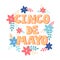 Cinco de Mayo postcard. Greeting typography font banner. Mexican festival invitation card. The 5th of May celebration event poster