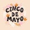 Cinco de Mayo postcard lettering. Greeting typography font banner. Mexican festival invitation text. The 5th of May celebration