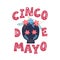 Cinco de Mayo postcard lettering text. Greeting typography font banner. Mexican festival invitation with skull and flowers. The