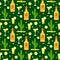 Cinco de Mayo seamless pattern with tequila and cactus. Mexican holiday endless background, texture. Vector illustration