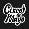 Cinco de mayo sticker. Handwritten lettering phrase design with hand draw cartoon doodle pepper in black and white colors. Vector