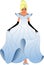 Cinderella in a blue elegant dress and crystal shoes