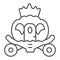 Cinderella carriage thin line icon, fairytale concept, fairy brougham sign on white background, Chariot icon in outline