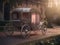 Cinderella\\\'s carriage at sunset