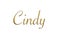 Cindy - Female name . Gold 3D icon on white background. Decorative font. Template, signature logo.