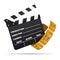 Cinema clapboard with tickets vector