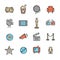 Cinema Colorful Outline Icon Set. Vector