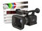 Cinema concept. Professional video camera with digital clapperboard, 3D rendering