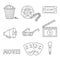 Cinema doodle vector icons set