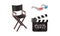 Cinema Elements with Director Chair and 3D Glasses Vector Composition Set