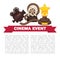 Cinema event promotional poster template with cinematographic symbols